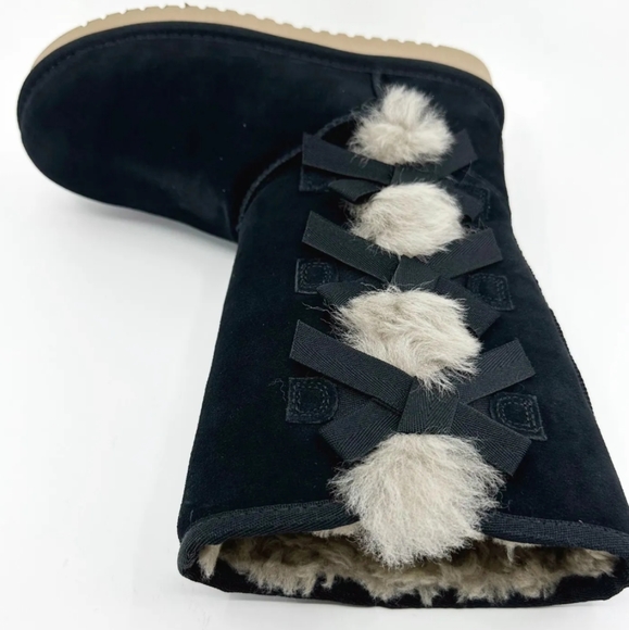 🖤EUC UGG Koolaburra 1015875 Victoria Tall Suede Fur Lined Boot, Black, 6 - Picture 5 of 10